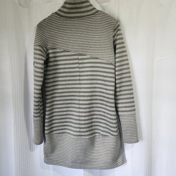 Avalanche Full Zip Sweater Women's Small Fleece Lined Grey and White Striped - Picture 2 of 9